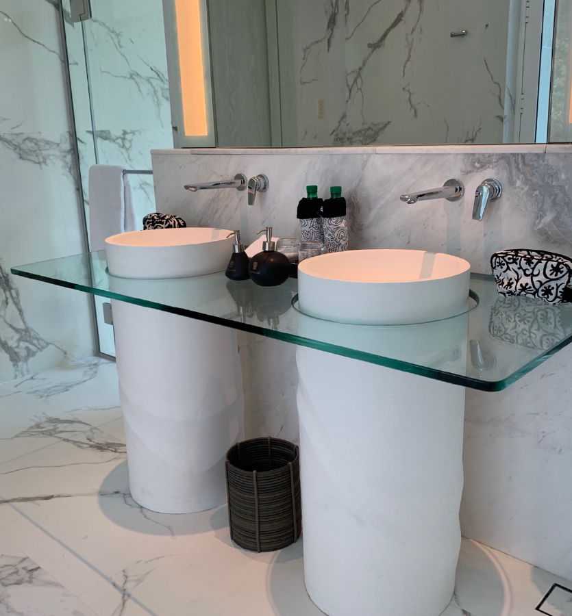 custom freestanding basins in bathrooms in Banyan Tree Krabi in Thailand new resort by Banyan Tree Group